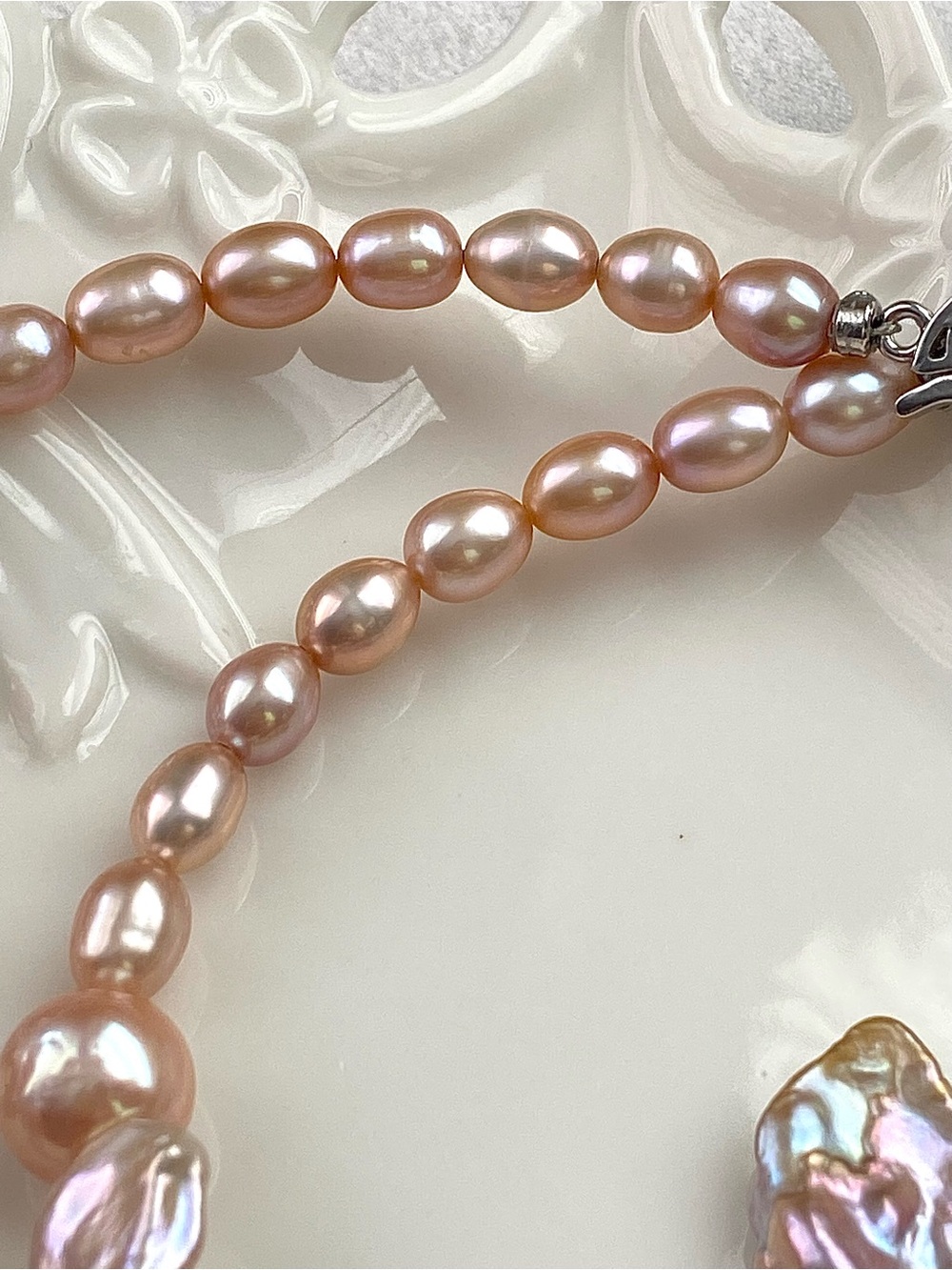 N314-Premium Sakura Pink Petal Pearl 5 Flowers With A Detachable Flower Pendant - Picture 12 of 15